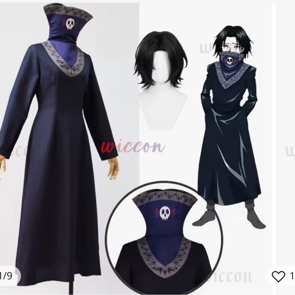 Anime HUNTER HUNTER Feitan Portor Cosplay Costume Phantom Troupe Coat Wig